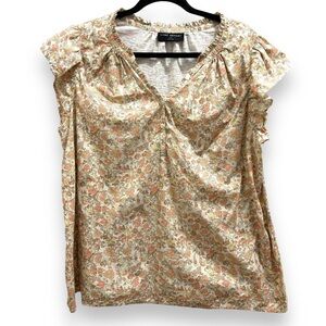 Lane Bryant Beige Coral Neutral Paisley Floral Ruffle Flutter Sleeve 18/20